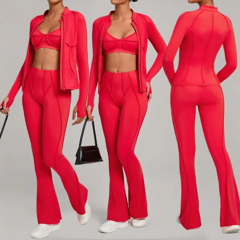 Women's Slim Fit Sandblasting Yoga Set with Zipper Tight Fitting Slimming Three Piece Set Outdoor Running and Fitness Sportswear
Women's Slim Fit Sandblasting Yoga Set with Zipper Tight Fitting Slimming Three Piece Set Outdoor Running and Fitness Sportswear