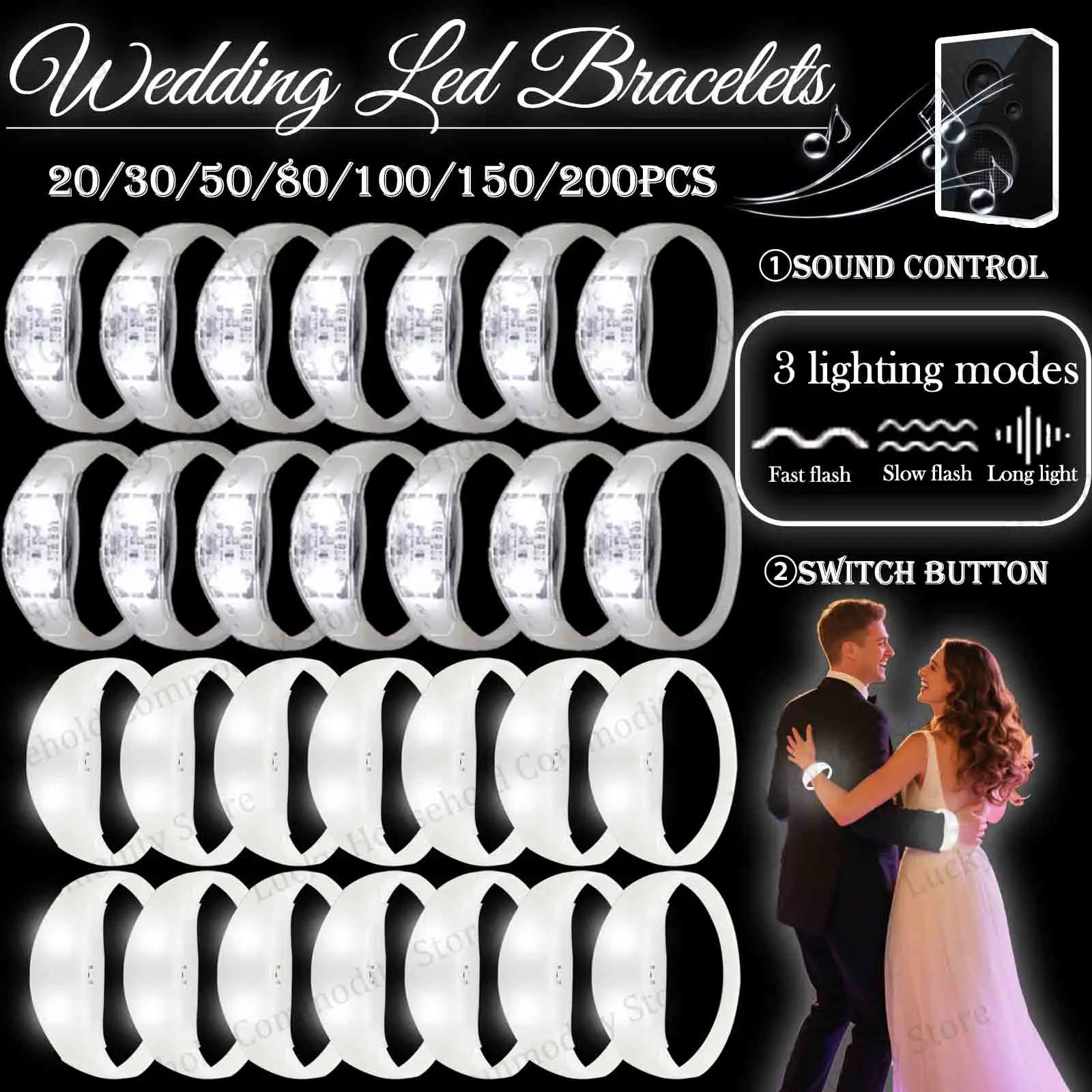 20-100PCS Music&Sound Activated Led Bracelet Light up Bracelets Glow in the Dark Bracelets for Wedding Party Concert Favors
20-100PCS Music&Sound Activated Led Bracelet Light up Bracelets Glow in the Dark Bracelets for Wedding Party Concert Favors