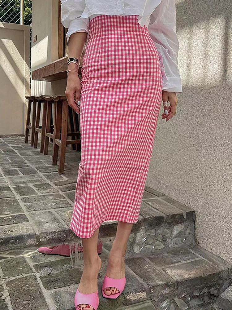 Chic Summer Plaid High Waist Slimming Split Skirt Women's Wrap around Skirt Korean Sle Commute High Waist Other Material 
Chic Summer Plaid High Waist Slimming Split Skirt Women's Wrap around Skirt Korean Sle Commute High Waist Other Material