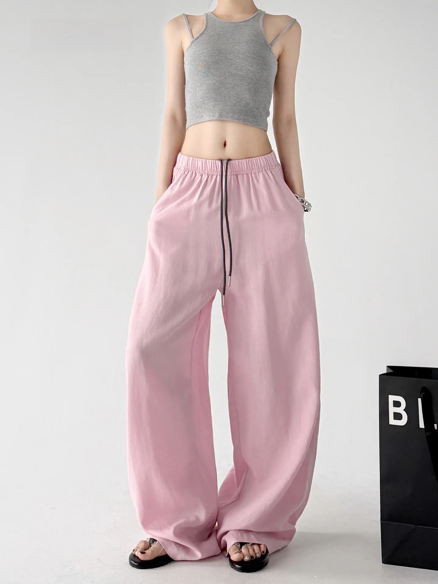 Women's Summer New Loose Wide Leg Pants Thin Casual Trousers Sun Protection Pink High Waist Cotton Lycra Blend Casual Pants
Women's Summer New Loose Wide Leg Pants Thin Casual Trousers Sun Protection Pink High Waist Cotton Lycra Blend Casual Pants