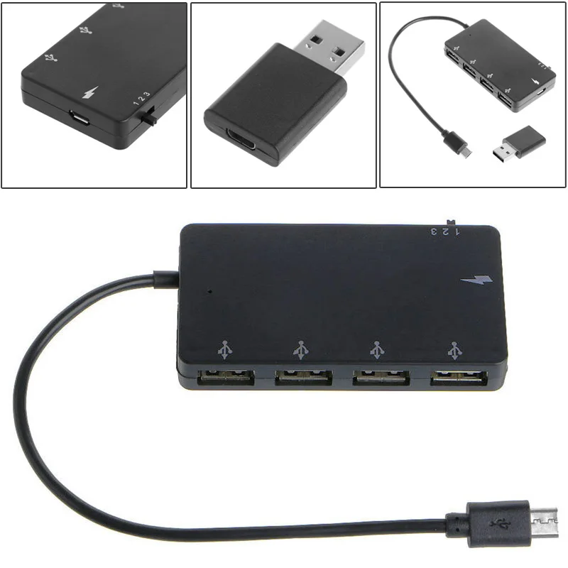 Male Micro USB to 4 Port USB 2.0 Female HUB Microusb OTG 4 Port Cable Hubs Power Charging Adapter Cable for Samsung Galaxy Phone
Male Micro USB to 4 Port USB 2.0 Female HUB Microusb OTG 4 Port Cable Hubs Power Charging Adapter Cable for Samsung Galaxy Phone