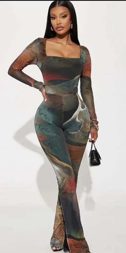 Long Sleeve Fitness Winter Sexy Party Bodycon Overalls Activewear Mesh Tie Dye Print Romper Womens Falre Jumpsuits
Long Sleeve Fitness Winter Sexy Party Bodycon Overalls Activewear Mesh Tie Dye Print Romper Womens Falre Jumpsuits