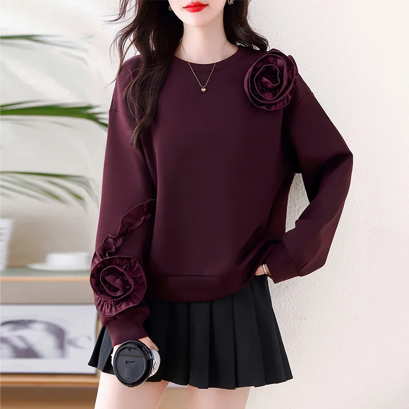 Three Dimensional Flower Sweatshirts Women 2025 Spring Autumn Fashion Solid Color Long Sleeve Pullover Casual Loose Hoodies Tops
Three Dimensional Flower Sweatshirts Women 2025 Spring Autumn Fashion Solid Color Long Sleeve Pullover Casual Loose Hoodies Tops