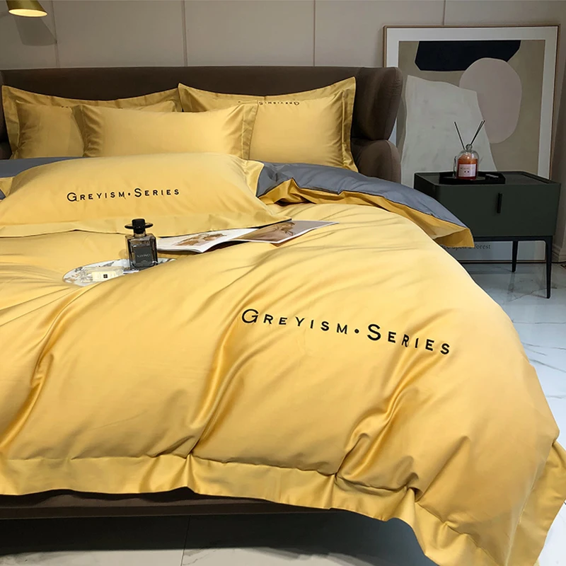 2024 New Four-piece Bedding Simple Cotton Double Household Bed Sheet Letter Pattern Quilt Cover Comfortable Bedding Yellow Gray
2024 New Four-piece Bedding Simple Cotton Double Household Bed Sheet Letter Pattern Quilt Cover Comfortable Bedding Yellow Gray