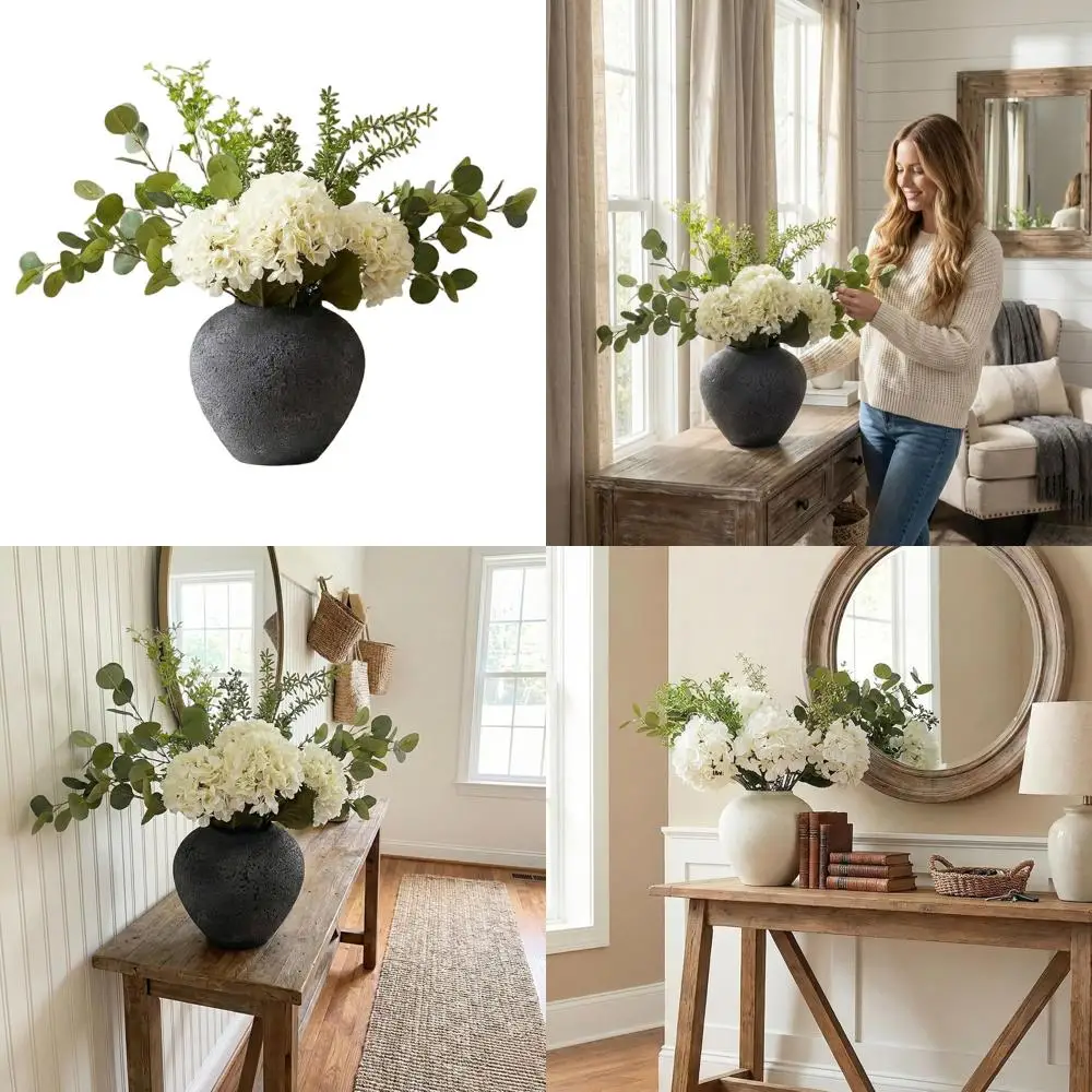 30 White Hydrangea & Eucalyptus Artificial Flower Centerpieces for Home Decor, Dining & Coffee Tables
30 White Hydrangea & Eucalyptus Artificial Flower Centerpieces for Home Decor, Dining & Coffee Tables