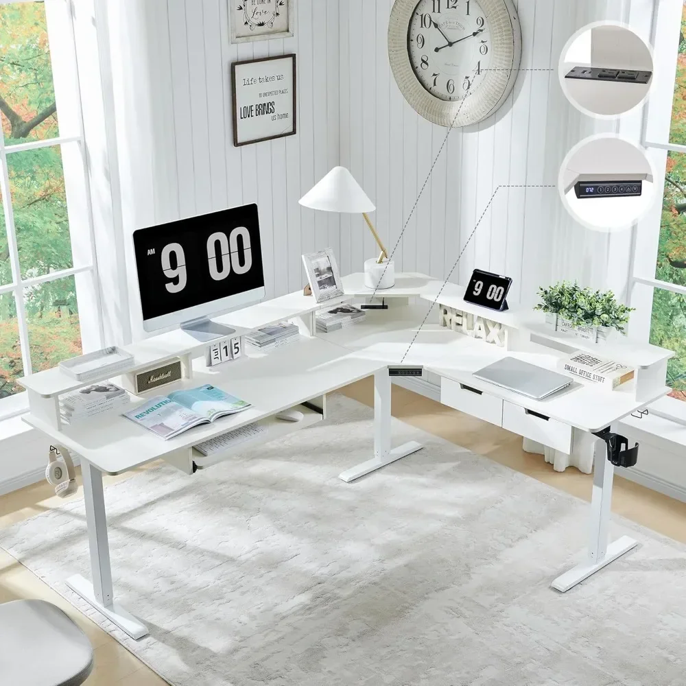 Bestseller75x60 inches l shaped electric standing desk, height adjustable corner gaming desk with drawers, keyboard tray, power
Bestseller75x60 inches l shaped electric standing desk, height adjustable corner gaming desk with drawers, keyboard tray, power