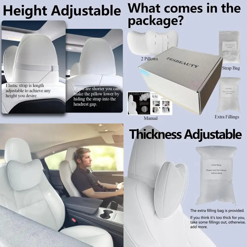 TESBEAUTY Nappa Leather Headrest Pillow 2 Packs for Tesla Neck Pillow Uniquely Designed for Tesla Model Y/3/S/X Tesla Car Neck S
TESBEAUTY Nappa Leather Headrest Pillow 2 Packs for Tesla Neck Pillow Uniquely Designed for Tesla Model Y/3/S/X Tesla Car Neck S