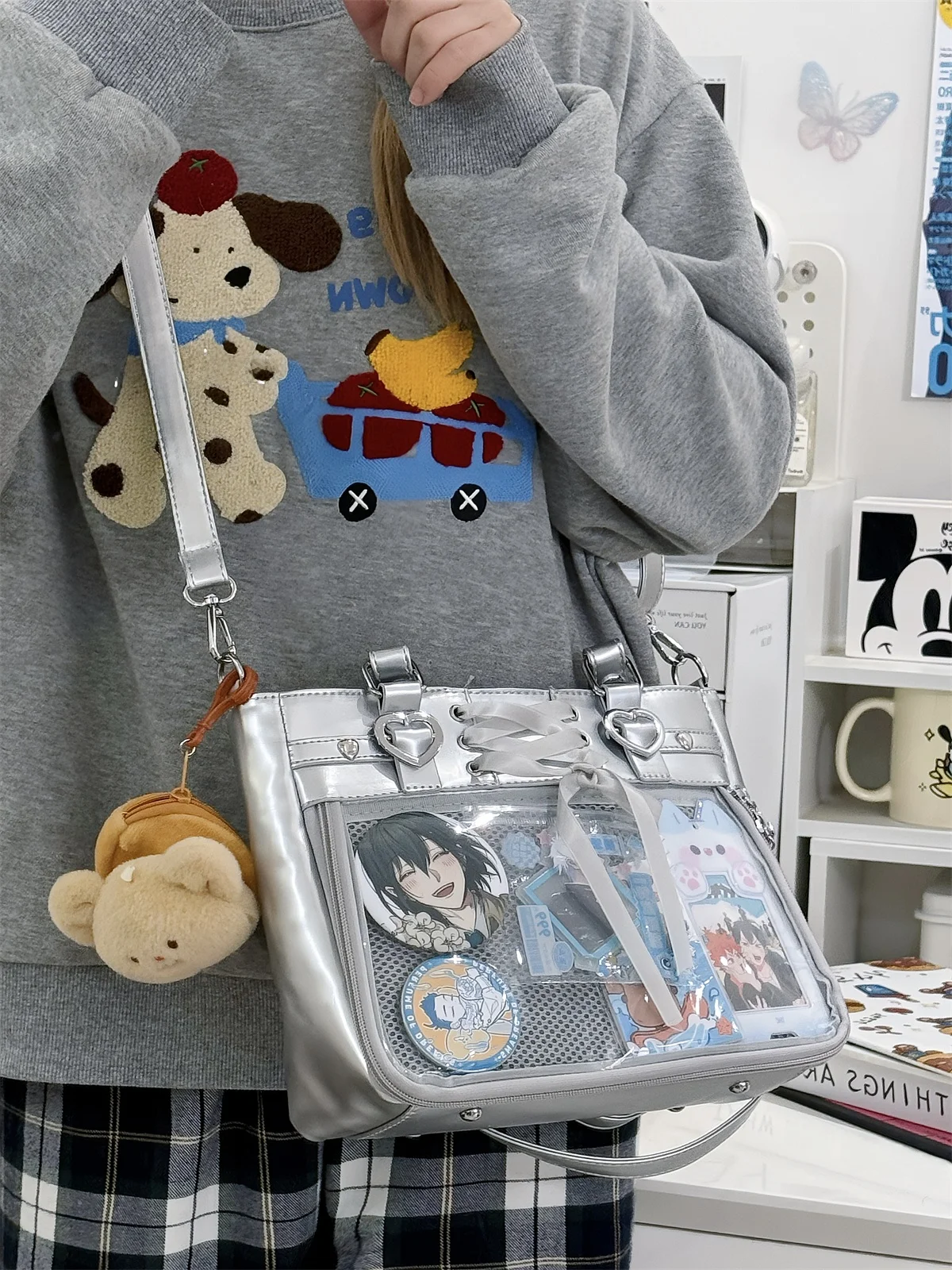 Silver ain Silk Ribbon Y2K Crossbody Bag College Sle PU Tote Bag with Tee Straps Zipper Closure Casual oulder Bag
Silver ain Silk Ribbon Y2K Crossbody Bag College Sle PU Tote Bag with Tee Straps Zipper Closure Casual oulder Bag