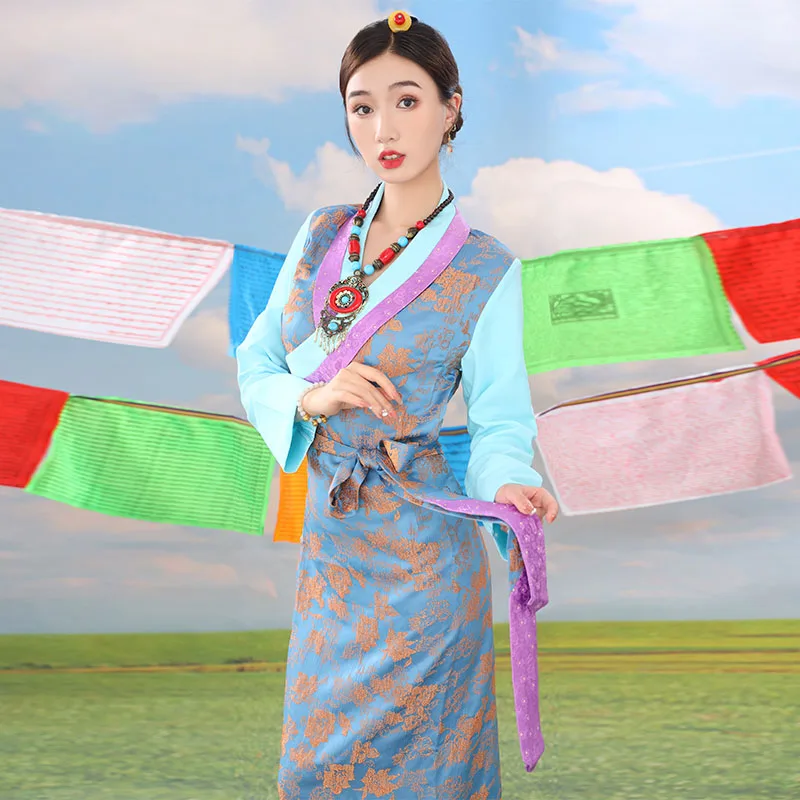 Women Clothing Patchwork Color Contrast Xizang Robe Summer Vacation Travel Tibet Costume Embroidery Ethnic Lhasa Trend Apparel
Women Clothing Patchwork Color Contrast Xizang Robe Summer Vacation Travel Tibet Costume Embroidery Ethnic Lhasa Trend Apparel