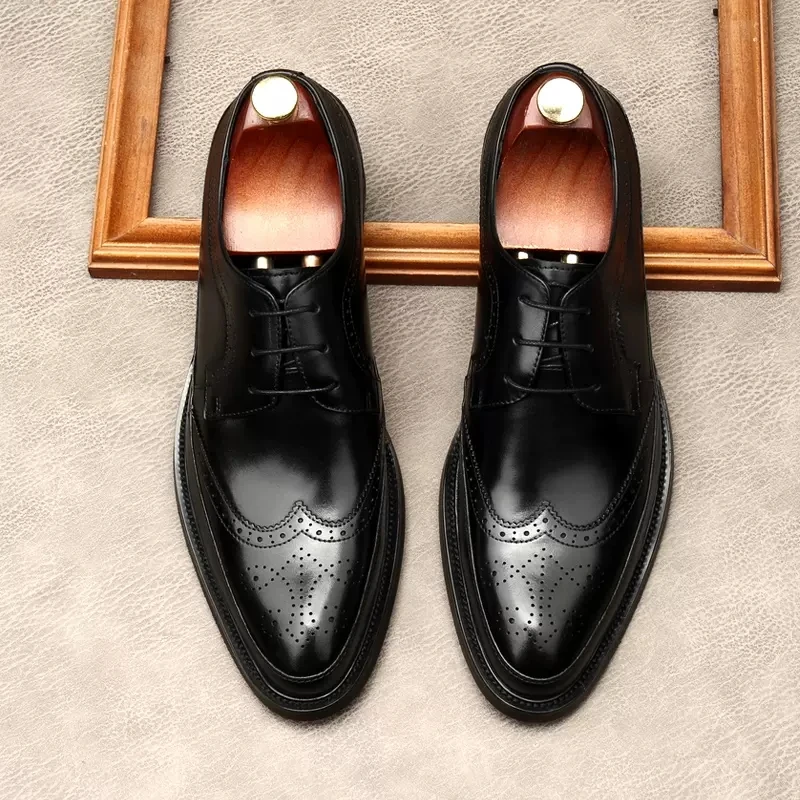 Genuine Leather Casual Lace Up Wingtip Formal Shoes Wedding Business Black Coffee Color Dress Shoes Men Fashion Men Shoes oxford
Genuine Leather Casual Lace Up Wingtip Formal Shoes Wedding Business Black Coffee Color Dress Shoes Men Fashion Men Shoes oxford