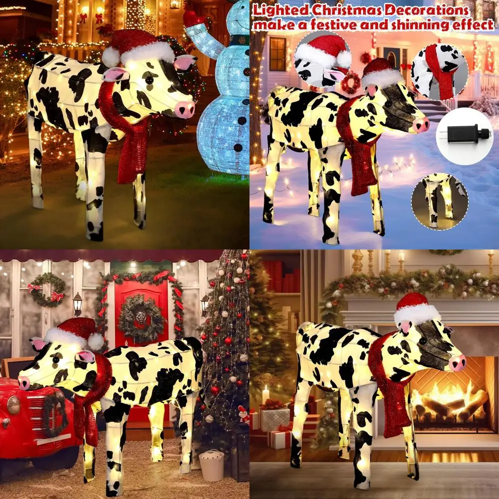 3D Illuminated Cow with 130 LEDs for Christmas Farmyard Outdoor Decorations
3D Illuminated Cow with 130 LEDs for Christmas Farmyard Outdoor Decorations