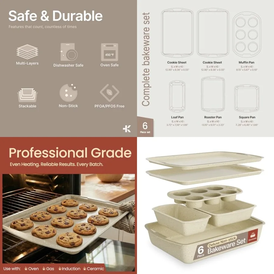 Bakken Swiss - Bakeware Stackable, Deluxe, Non-Stick Baking Pans for Professional and Home Cooking Carbon Steel, White Stone Co
Bakken Swiss - Bakeware Stackable, Deluxe, Non-Stick Baking Pans for Professional and Home Cooking Carbon Steel, White Stone Co