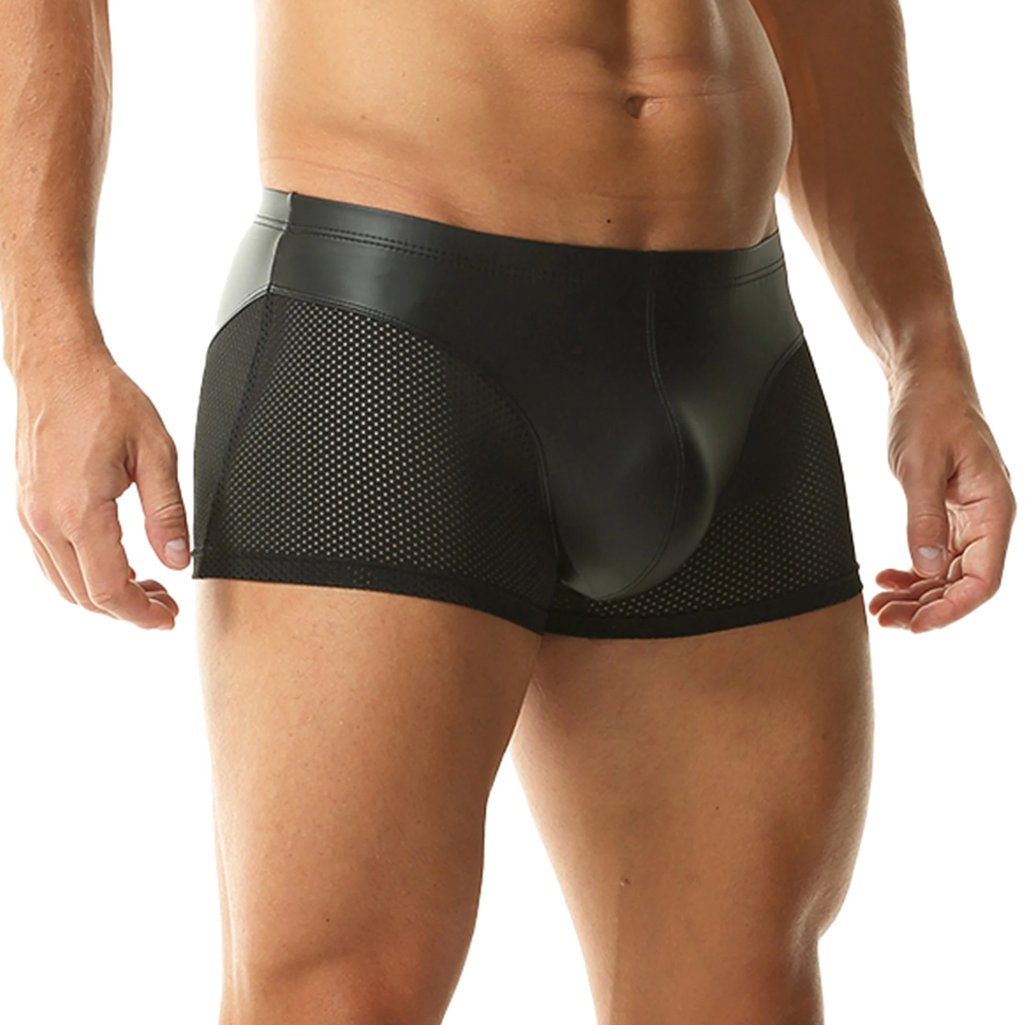 Мужские черные трусы-боксеры с анатомическим мешочком, сетчатыми вставками и имитацией кожи, дышащие, сексуальные, с низкой посадкой
Мужские черные трусы-боксеры с анатомическим мешочком, сетчатыми вставками и имитацией кожи, дышащие, сексуальные, с низкой посадкой