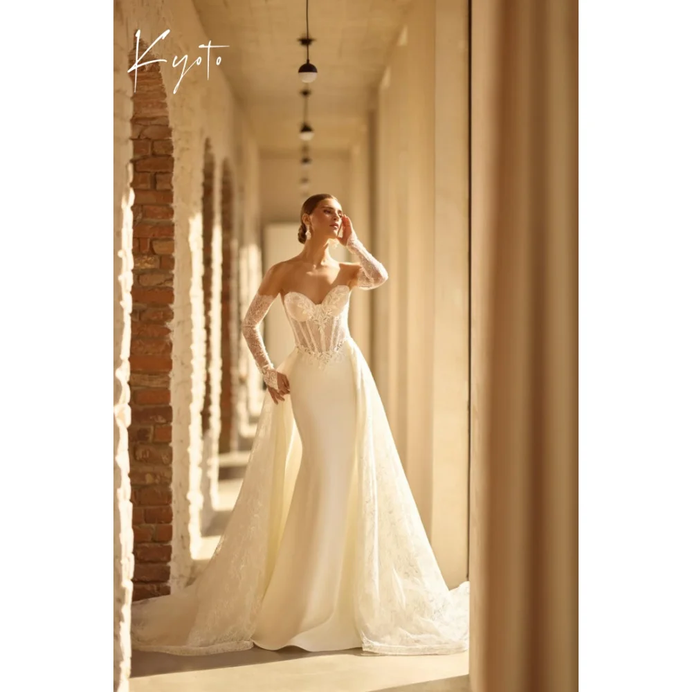 Kyoto Customized Detachable Sleeves Mermaid Appliques Wedding Dress Detachable Court Trainفستان زفاف Strapless2025Abito da sposa
Kyoto Customized Detachable Sleeves Mermaid Appliques Wedding Dress Detachable Court Trainفستان زفاف Strapless2025Abito da sposa
