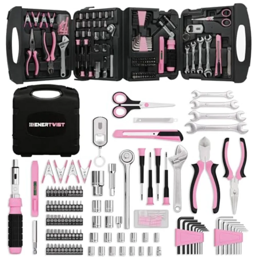 Pink Tool Kit for Women, 189-Piece Premium Household Hand Tool Set with Lightweight Portable Box, Perfect for Home DIY Repair,
Pink Tool Kit for Women, 189-Piece Premium Household Hand Tool Set with Lightweight Portable Box, Perfect for Home DIY Repair,