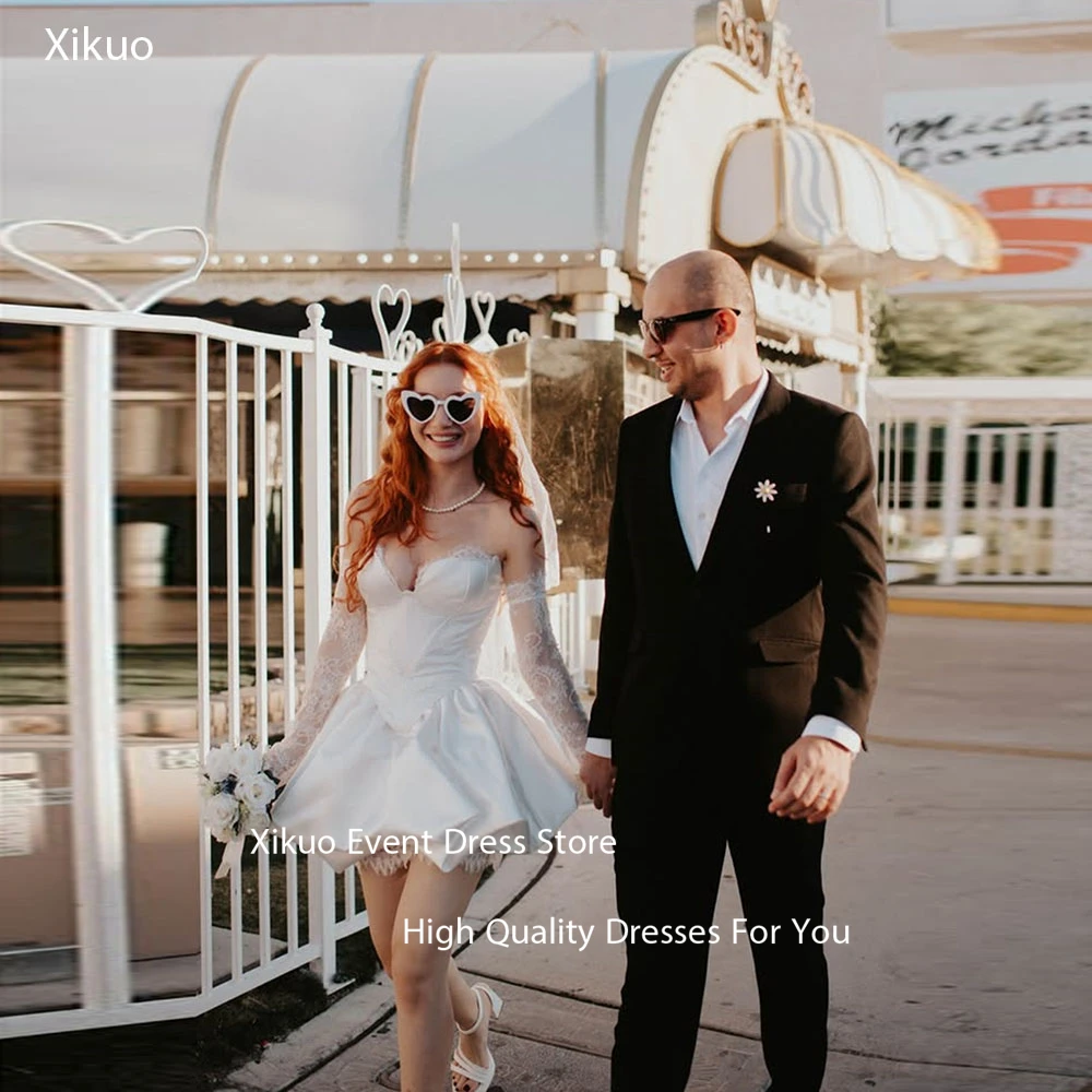 Xikuo A Line White Wedding Dress Puffy A Line Sweetheart Civil Modern Bridal Gowns Appliques Mini Homecoming Dresses Customized
Xikuo A Line White Wedding Dress Puffy A Line Sweetheart Civil Modern Bridal Gowns Appliques Mini Homecoming Dresses Customized