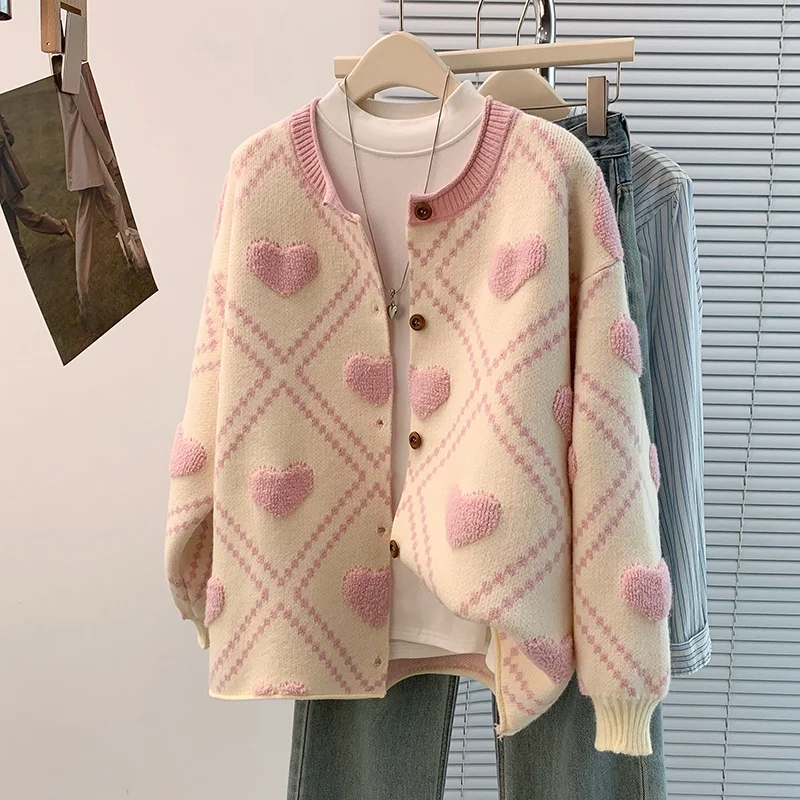 Trendy Autumn Winter Heart Pattern Towel Embroidery Loose Casual plus Size Long Sve Floral Knitwear Outerwear for Women
Trendy Autumn Winter Heart Pattern Towel Embroidery Loose Casual plus Size Long Sve Floral Knitwear Outerwear for Women