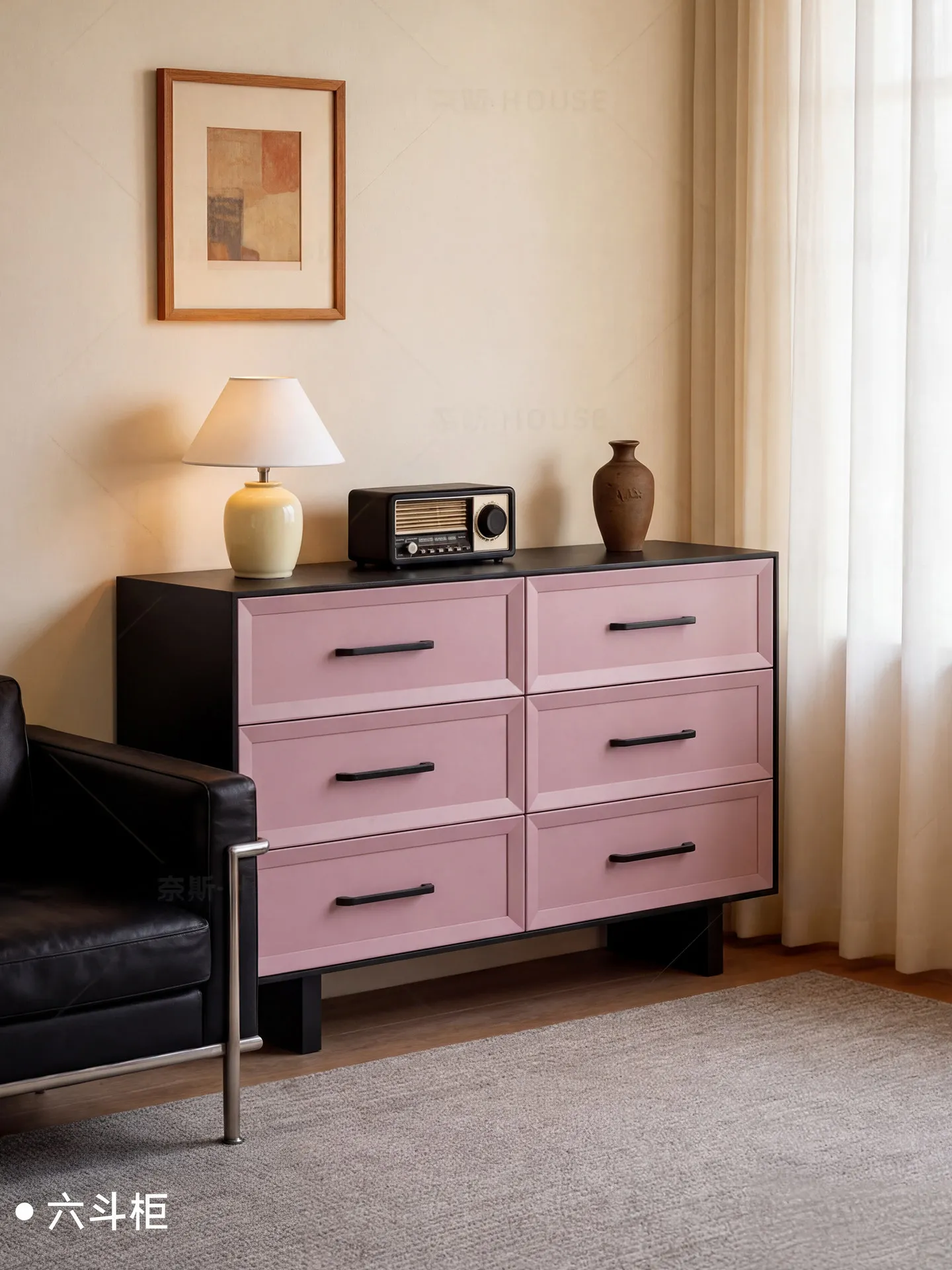 PYJ medieval solid wood bucket porch living room storage storage pink drawer cabinet
PYJ medieval solid wood bucket porch living room storage storage pink drawer cabinet