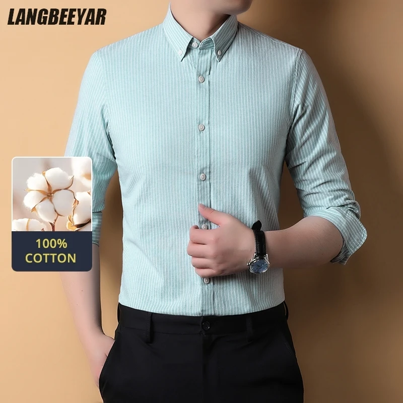 Premium 100% Cotton Easy-care New Shirts For Men Designer Slim Fit Button Down Long Sleeve Fashion Vertical Stripes Casual Tops
Premium 100% Cotton Easy-care New Shirts For Men Designer Slim Fit Button Down Long Sleeve Fashion Vertical Stripes Casual Tops