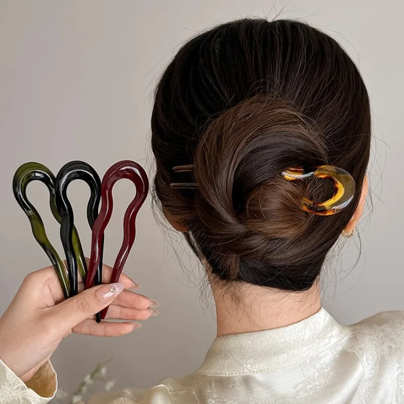 Elegant U-Shaped Hair Fork Acetate Fashion Geometric Design Hair Sticks Tortoiseshell Hairpin Women Girls Headwear Accessories
Elegant U-Shaped Hair Fork Acetate Fashion Geometric Design Hair Sticks Tortoiseshell Hairpin Women Girls Headwear Accessories