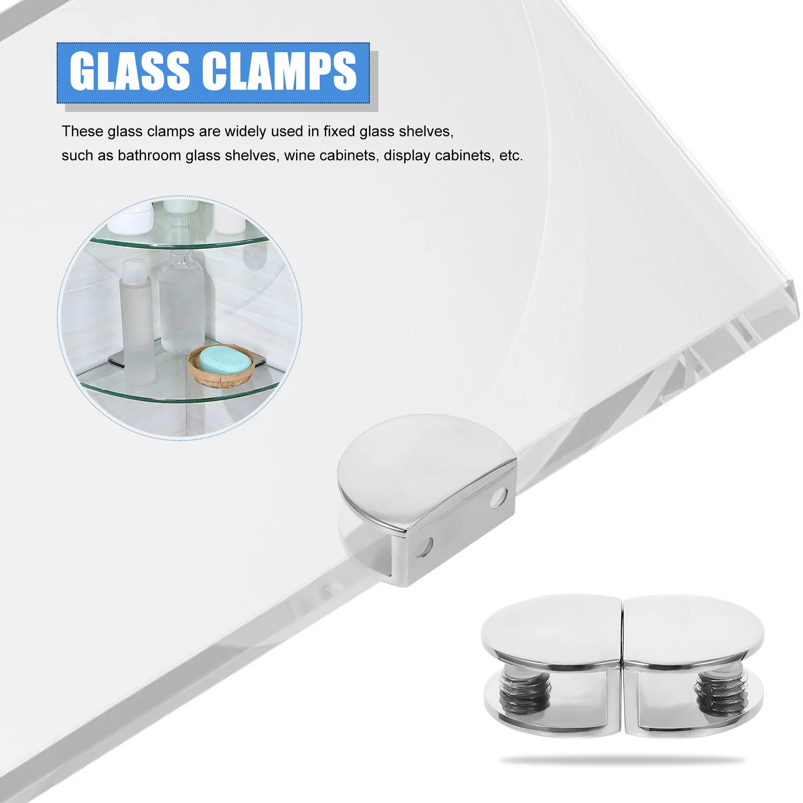 4Pcs Aluminium Glass Clamps Furniture Glass Brackets Strong Fixed Shelf Clips for Bathroom Wine Cabinet Display
4Pcs Aluminium Glass Clamps Furniture Glass Brackets Strong Fixed Shelf Clips for Bathroom Wine Cabinet Display