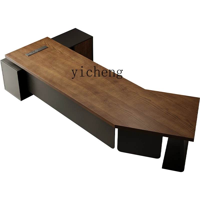 TQH high-end solid wood office computer desk simple modern creative special-shaped boss table with side cabinet
TQH high-end solid wood office computer desk simple modern creative special-shaped boss table with side cabinet