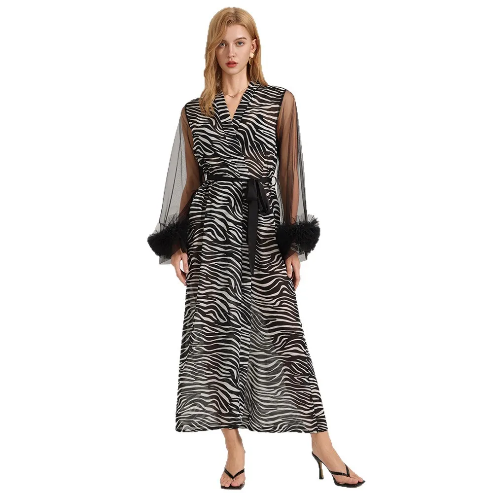 Oversized Long Robe Sexy Lace Mesh Sleeve Nightgown Female Zebra Stripe Home Wear Silky Satin Bathrobe Kimono Gown Sleepwear
Oversized Long Robe Sexy Lace Mesh Sleeve Nightgown Female Zebra Stripe Home Wear Silky Satin Bathrobe Kimono Gown Sleepwear