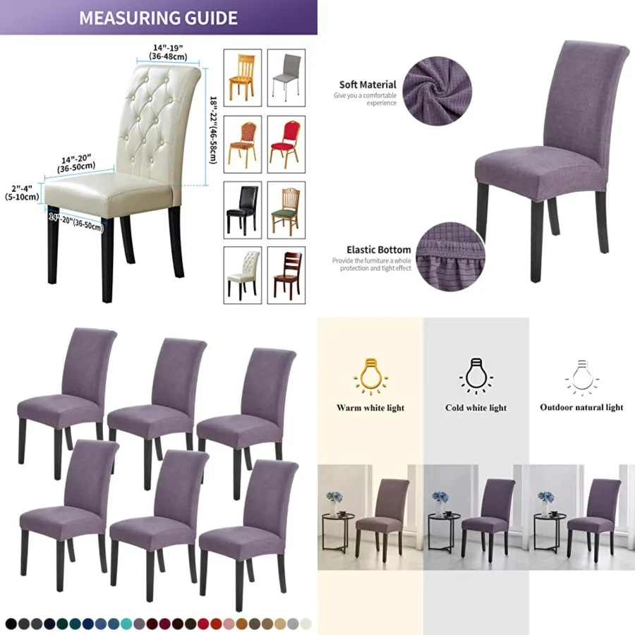 Chair Covers for Dining Room Set of 6, Dining Chair Slipcovers Stretch Dining Room Chair Covers Seat Protector, Washable Parson
Chair Covers for Dining Room Set of 6, Dining Chair Slipcovers Stretch Dining Room Chair Covers Seat Protector, Washable Parson