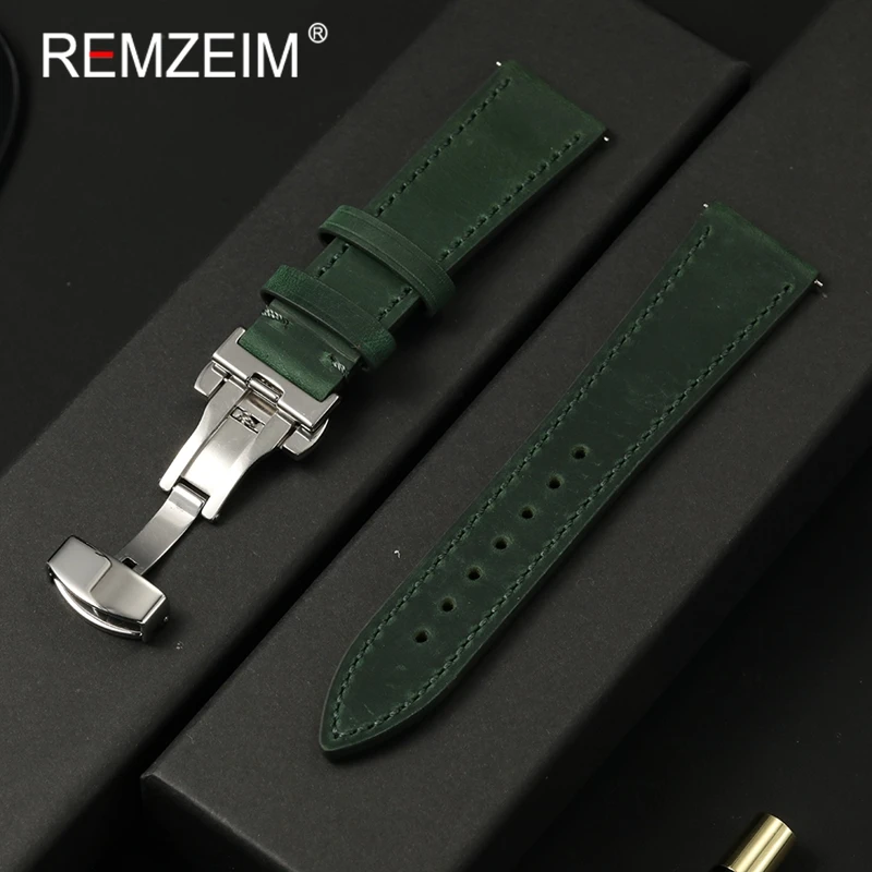 Retro Crazy Horse Cowhide Leather Replacement Band 18mm 20mm 22mm with Butterfly Clasp Women's and Men's Wristwatch Bracelet
Retro Crazy Horse Cowhide Leather Replacement Band 18mm 20mm 22mm with Butterfly Clasp Women's and Men's Wristwatch Bracelet