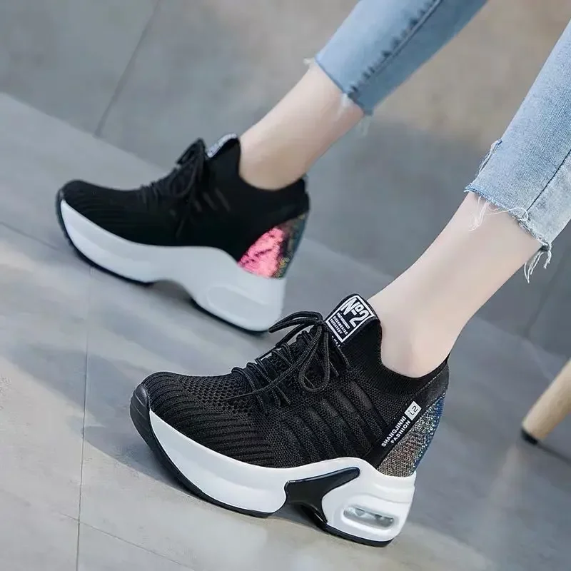 2025 Women's Sneakers Spring Sequined Casual Shoes Woman Platform Heels Wedges Height Increasing Knitted Ladies Vulcanized Shoes
2025 Women's Sneakers Spring Sequined Casual Shoes Woman Platform Heels Wedges Height Increasing Knitted Ladies Vulcanized Shoes