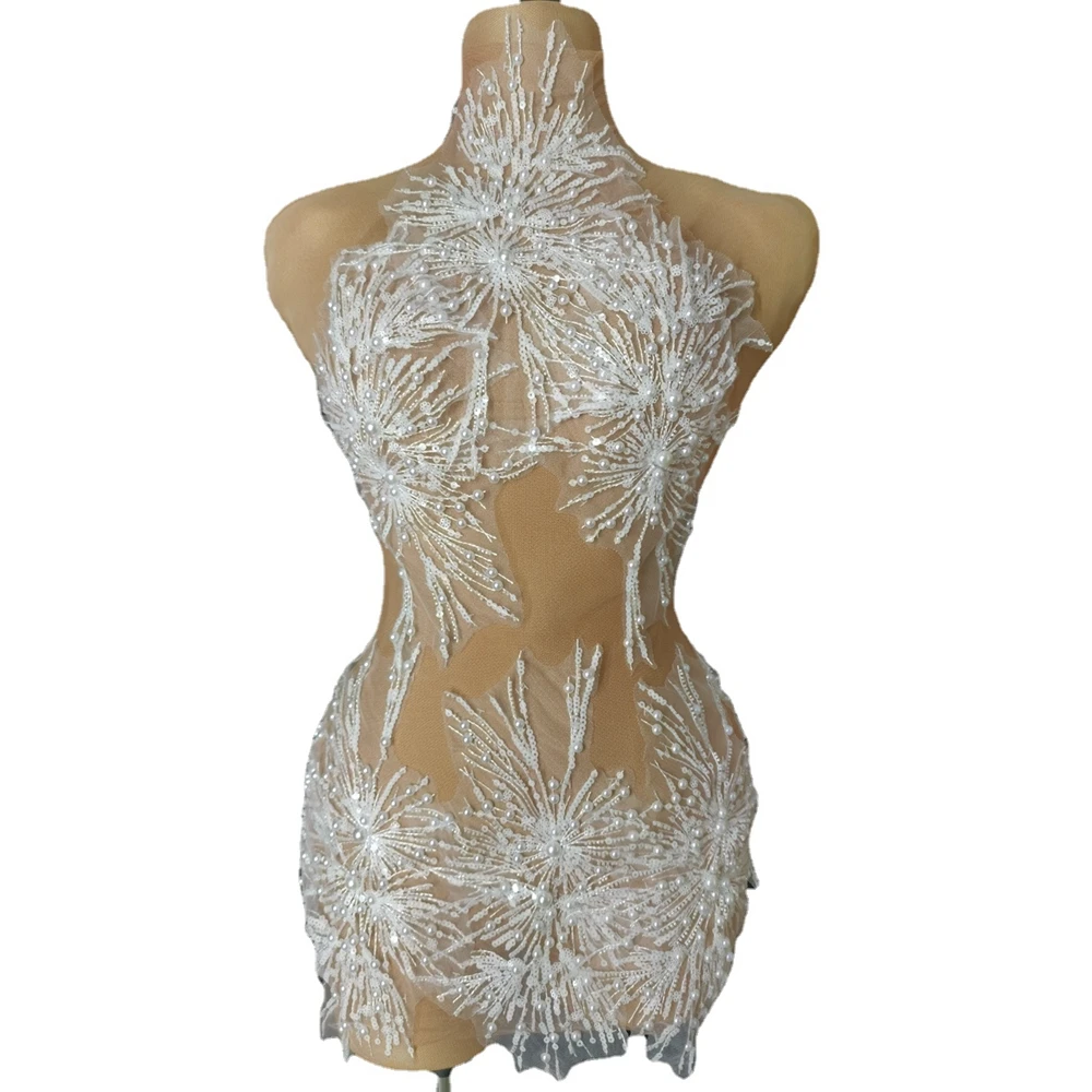 Sexy Mesh See Through White Sequins Pearls Short Mini Dress Women Celebrate Party Birthday Dress Sexy Performance Dance Costume
Sexy Mesh See Through White Sequins Pearls Short Mini Dress Women Celebrate Party Birthday Dress Sexy Performance Dance Costume