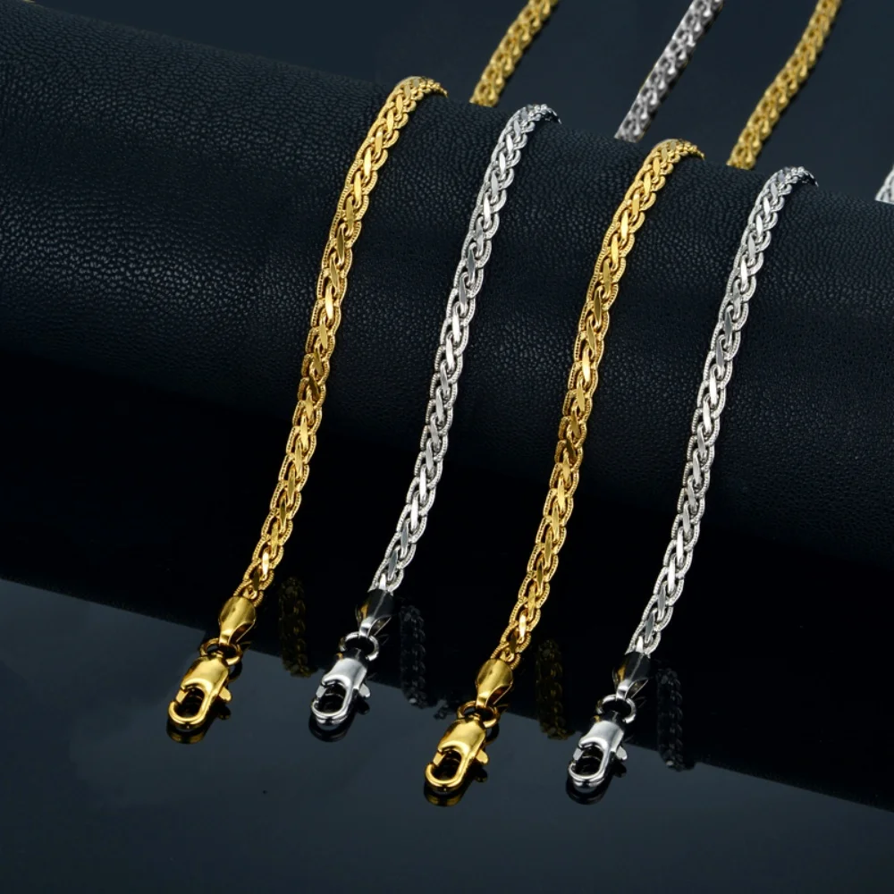 4MM Men Stainless Steel Long Foxtail Weaving Chain Necklace Silver Gold Plated Woman's Choker Jewelry Necklace for Women
4MM Men Stainless Steel Long Foxtail Weaving Chain Necklace Silver Gold Plated Woman's Choker Jewelry Necklace for Women