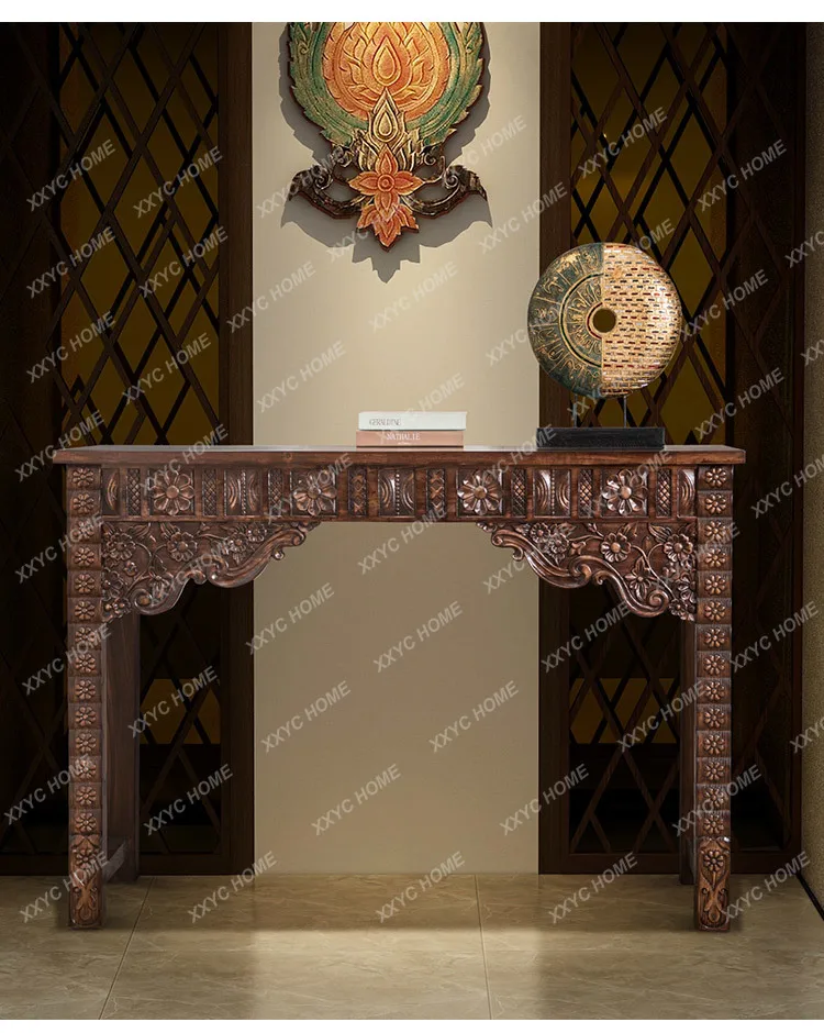 Thai solid wood hand-carved entrance table, strip case club table for table
Thai solid wood hand-carved entrance table, strip case club table for table