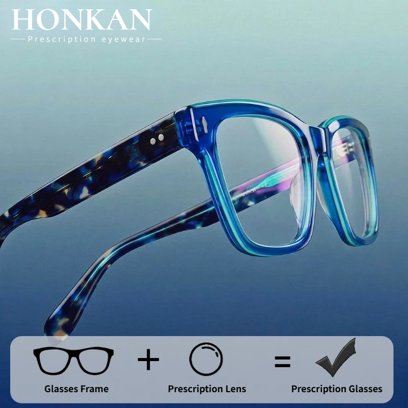 HONKAN Vintage Acetate Frame Glasses Prescription Spectacles Frame Men Square Optical Glasses Frames Trend Women Eyewear
HONKAN Vintage Acetate Frame Glasses Prescription Spectacles Frame Men Square Optical Glasses Frames Trend Women Eyewear