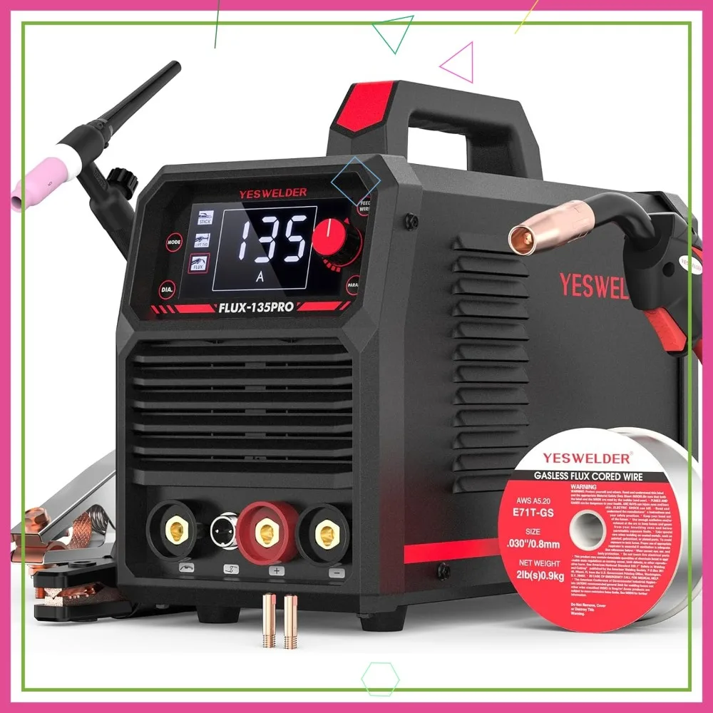 135Amp 110V Flux Core Gasless MIG/Lift TIG/Stick 3-in-1 Digital Display Welding Machine with Torch
135Amp 110V Flux Core Gasless MIG/Lift TIG/Stick 3-in-1 Digital Display Welding Machine with Torch