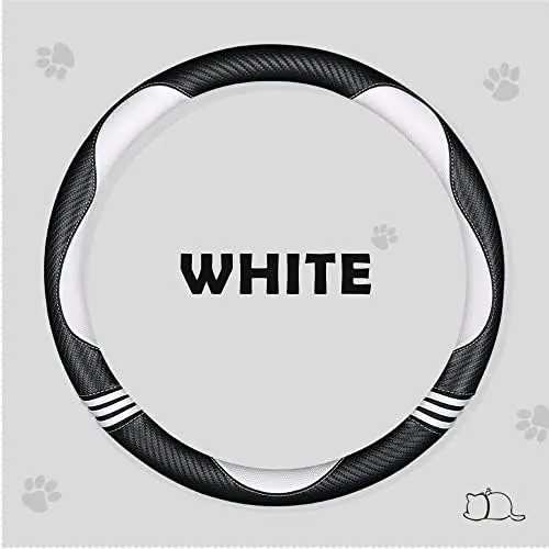Steering Wheel Cover for Women - White Carbon Fiber PU Leather, Anti-Slip, Padded, Universal Fit 14.75-15.15"
Steering Wheel Cover for Women - White Carbon Fiber PU Leather, Anti-Slip, Padded, Universal Fit 14.75-15.15"