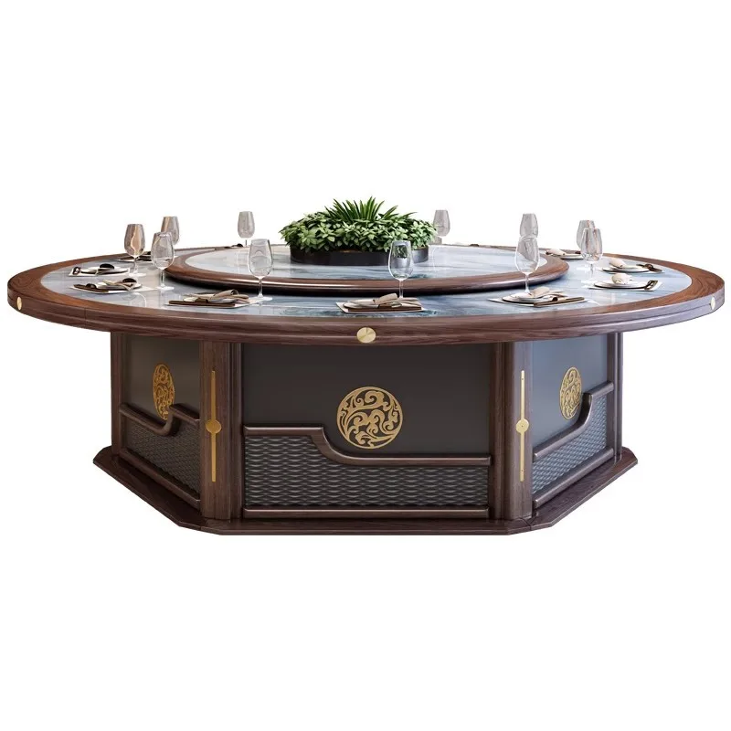 table and chair combination villa catering with turntable rotating 2.4 meters solid wood rock slab large round table
table and chair combination villa catering with turntable rotating 2.4 meters solid wood rock slab large round table
