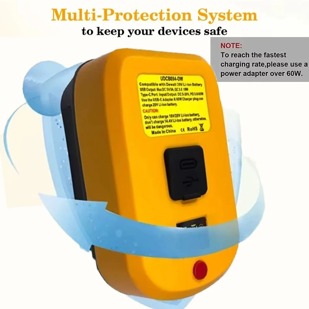 Адаптер для аккумулятора, быстрое зарядное устройство для аккумулятора Makita/Dawalt/Milwaukee/Bosch 18 В, 20 В, USB Type-C
Адаптер для аккумулятора, быстрое зарядное устройство для аккумулятора Makita/Dawalt/Milwaukee/Bosch 18 В, 20 В, USB Type-C