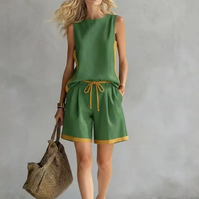 2026 Summer New Sleeveless Vest Shorts Suit Women's Casual Loose Two-Piece Set Suit Resort Style Fashion Pockets Women Clothing
2026 Summer New Sleeveless Vest Shorts Suit Women's Casual Loose Two-Piece Set Suit Resort Style Fashion Pockets Women Clothing