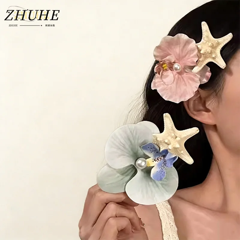 Copper Floral Hair Barrettes – Jewelry Accessories for Women & Men, Orchid & Starfish Design with Pearl, Boho Beach Hair Clips,
Copper Floral Hair Barrettes – Jewelry Accessories for Women & Men, Orchid & Starfish Design with Pearl, Boho Beach Hair Clips,
