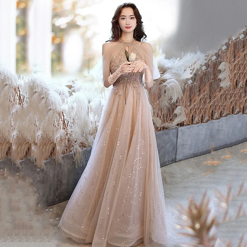 Robe de soiree Champagne Halter Formal Dress Women Wedding Elegant Evening Dresses Formal Party Dress Prom dresses Luxury Dress
Robe de soiree Champagne Halter Formal Dress Women Wedding Elegant Evening Dresses Formal Party Dress Prom dresses Luxury Dress