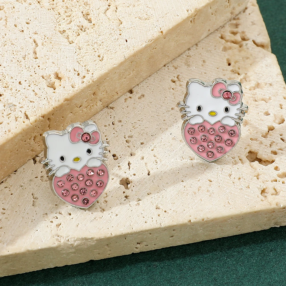 Hello Kitty Earrings Cartoon Sanrio Korea Fashion Heart Diamonds Studs Earring KT Cat Jewelry Accessory Gift For Woman And Girl
Hello Kitty Earrings Cartoon Sanrio Korea Fashion Heart Diamonds Studs Earring KT Cat Jewelry Accessory Gift For Woman And Girl