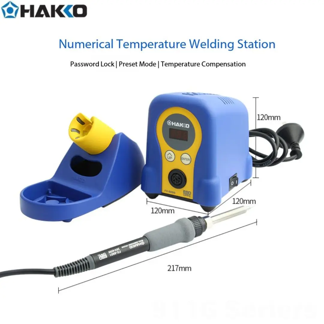 Паяльная станция HAKKO FX 888D, бессвинцовый цифровой сварочный инструмент, ESD безопасный ремонт печатных плат, подходит для паяльных жал T12
Паяльная станция HAKKO FX 888D, бессвинцовый цифровой сварочный инструмент, ESD безопасный ремонт печатных плат, подходит для паяльных жал T12