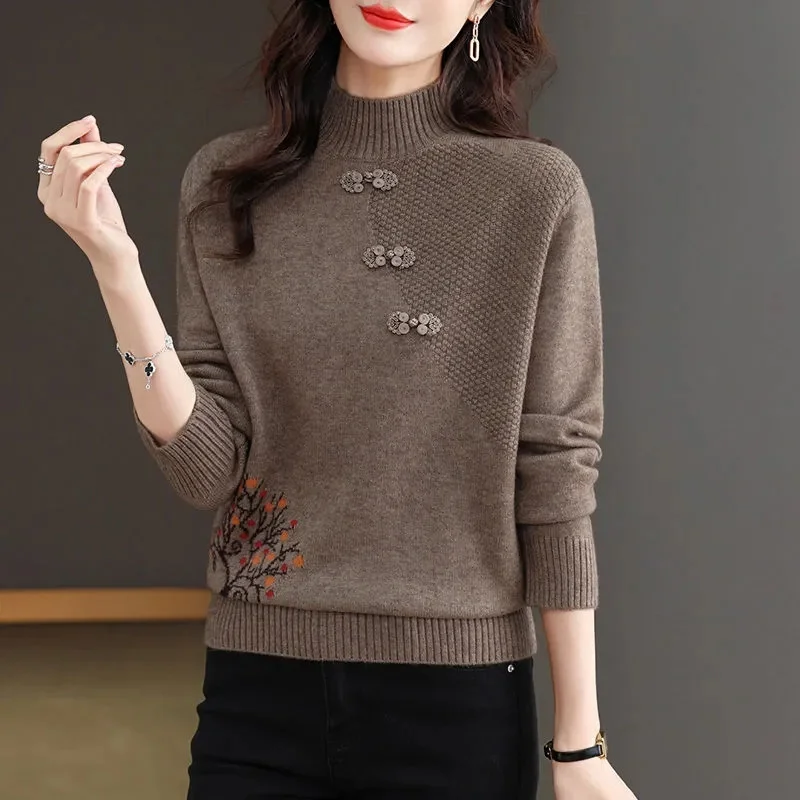 Bottom Shirt Women's New Sweaters Fall/Winter 2025 Mother's Loose Pullover Ladies High Quality Knitwear Coat Middle-Aged Old Top
Bottom Shirt Women's New Sweaters Fall/Winter 2025 Mother's Loose Pullover Ladies High Quality Knitwear Coat Middle-Aged Old Top