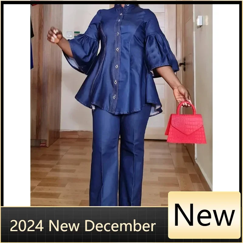 Customized Spring Fashion Denim 2 Piece Sets Women Outfit Solid Color Flare Sleeve Button Stand Collar Shirt Top Straight Pants
Customized Spring Fashion Denim 2 Piece Sets Women Outfit Solid Color Flare Sleeve Button Stand Collar Shirt Top Straight Pants