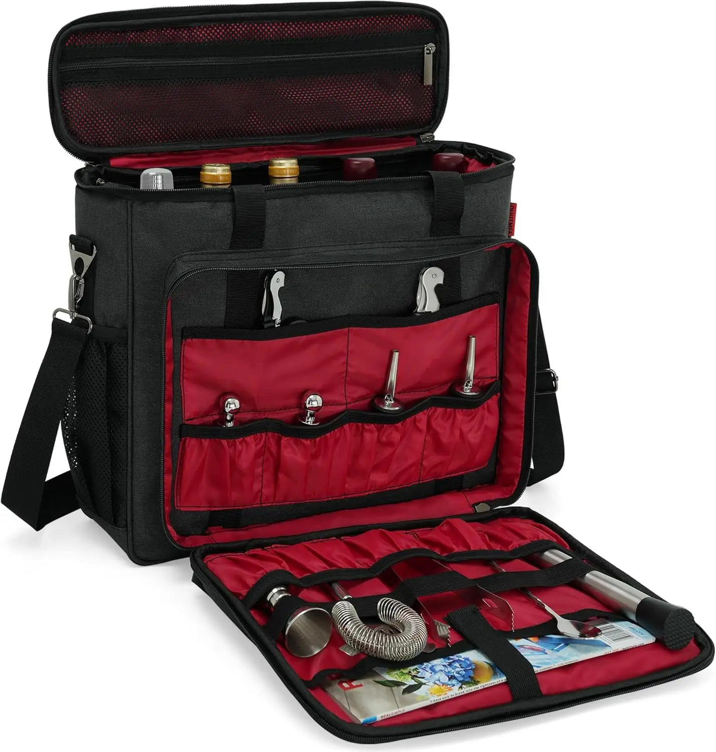 Bartender Bag, Portable Carrying Case for Cocktail Shaker Set, Large Capacity with Dividers for Wine Bottles, Waterproof Durable
Bartender Bag, Portable Carrying Case for Cocktail Shaker Set, Large Capacity with Dividers for Wine Bottles, Waterproof Durable