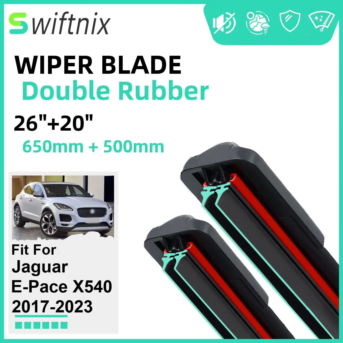 Двойные резиновые автомобильные щетки стеклоочистителя для Jaguar E-Pace X540 2017-2023, переднее ветровое стекло, резиновые автомобильные аксессуары 2022 2023
Двойные резиновые автомобильные щетки стеклоочистителя для Jaguar E-Pace X540 2017-2023, переднее ветровое стекло, резиновые автомобильные аксессуары 2022 2023