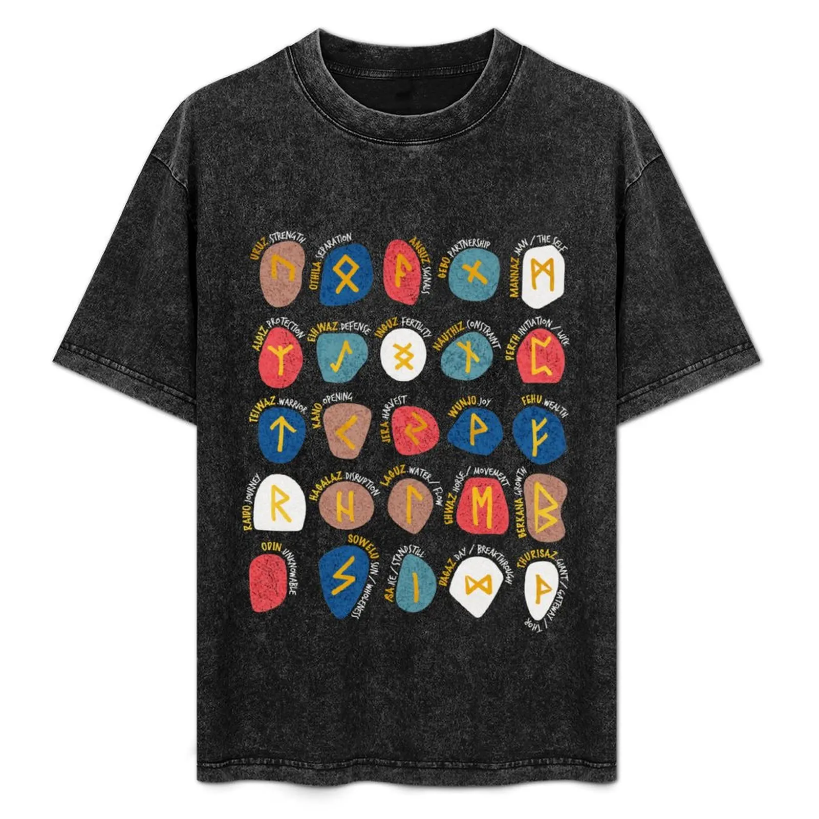 Mystical Viking Runes // black background blue red brown and teal stones golden letters of the runic alphabet T-Shirt
Mystical Viking Runes // black background blue red brown and teal stones golden letters of the runic alphabet T-Shirt