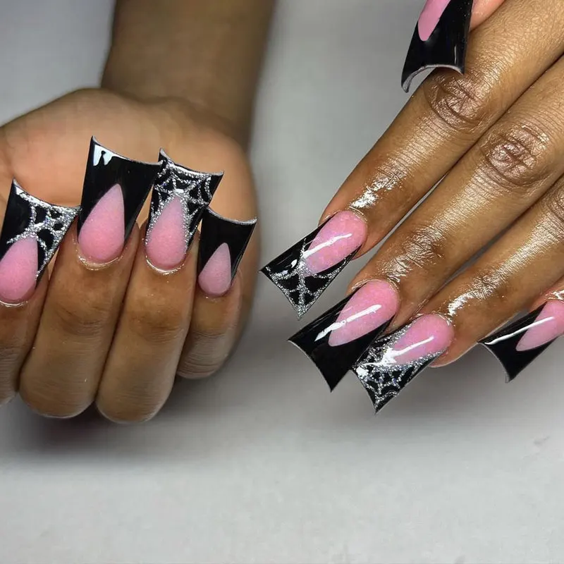 24Pcs Black French Tip Duckbill Press On Nails Mesh Wing Design Glossy Fake Nails Set for Women Daily Party
24Pcs Black French Tip Duckbill Press On Nails Mesh Wing Design Glossy Fake Nails Set for Women Daily Party