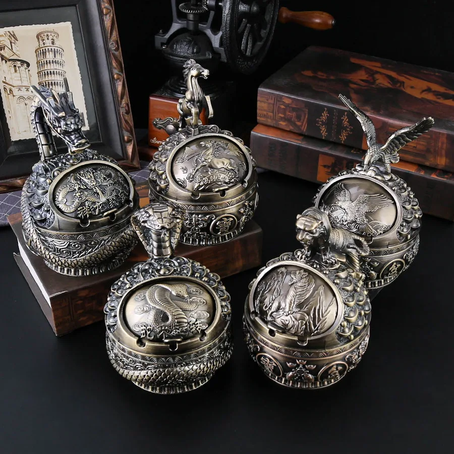 Zodiac retro ashtray, with cover, windproof, ash-proof, fly-proof, drop-proof household, side ashtray ornament
Zodiac retro ashtray, with cover, windproof, ash-proof, fly-proof, drop-proof household, side ashtray ornament